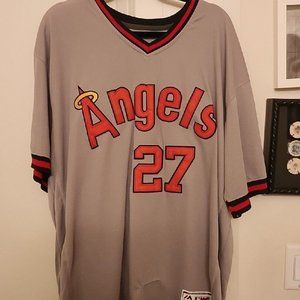 AUTHENTIC Mike Trout 27 Throwback AWAY Jersey XL MAJESTIC 25TH ANNIVERSARY